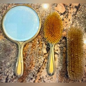 Antique Art Deco German Silver Bakelite Cream Dresser Vanity Set